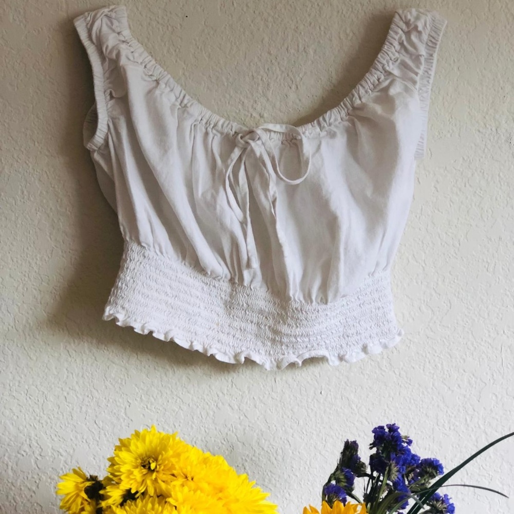 Brandy Melville Ruched Off the Shoulder Crop Top
